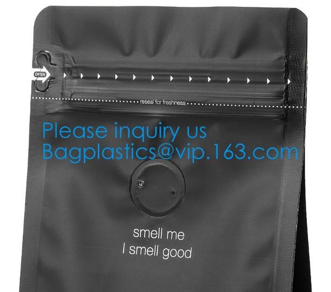 Side Sealed Square Flat Box Bottom Coffee Packaging Bags,Side Seal Gusset Food Grade Packaging Bags With Ziplock Organic