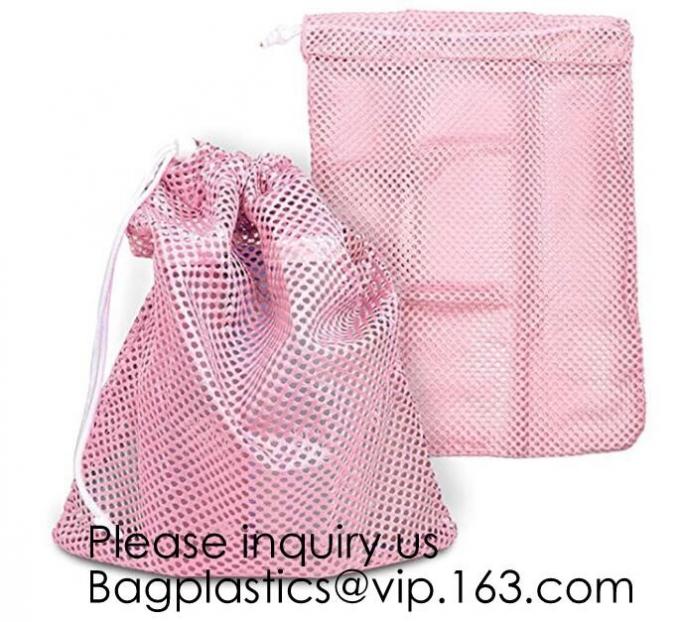 Drawstring Bag with Cord Lock and White Sturdy Mesh Material for