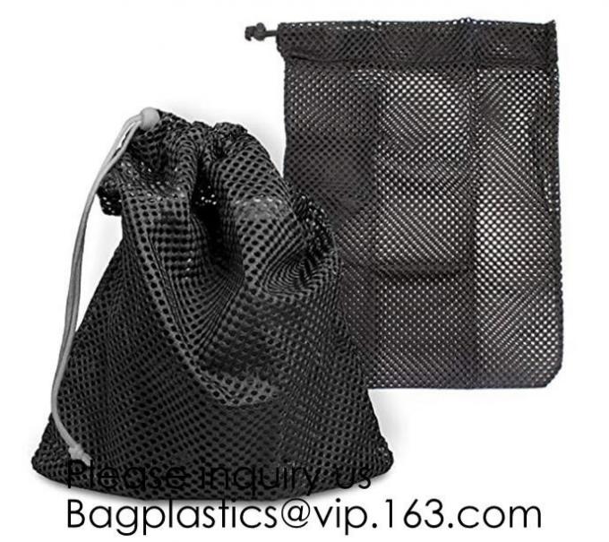 Drawstring Bag with Cord Lock and White Sturdy Mesh Material for
